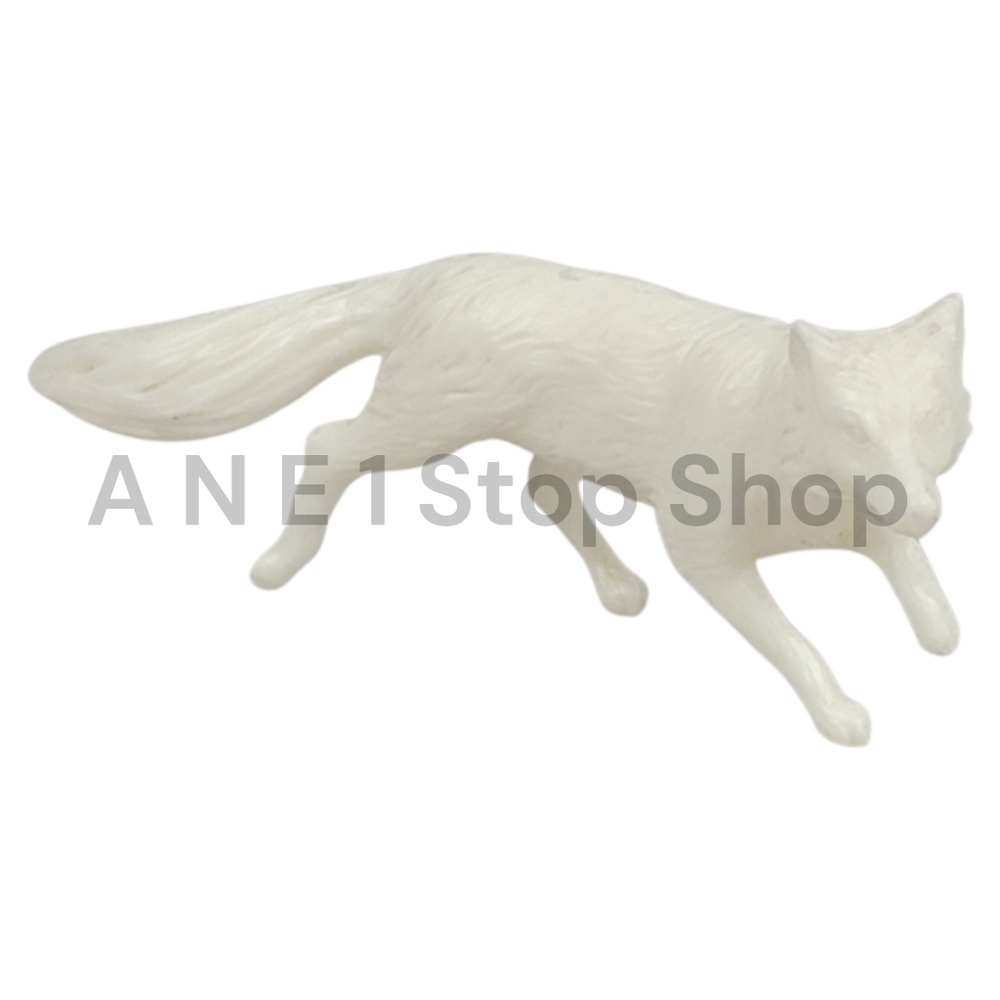 Mini White Fox Figurine Plastic Animal Toy 2.75" - UNBRANDED